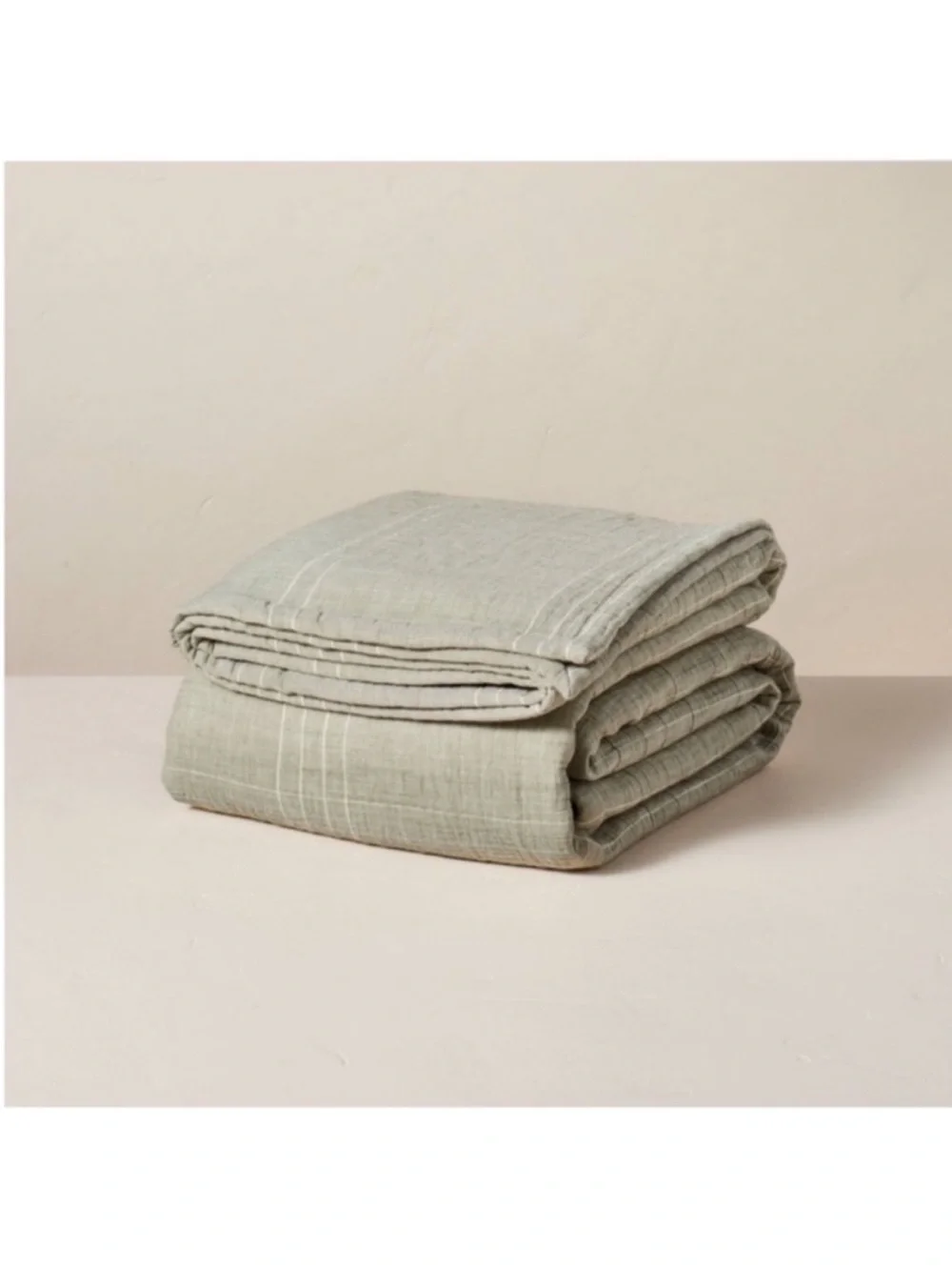 NWT Full/Queen Microstripe Matelassé Coverlet Sage Green - Hearth & Hand
